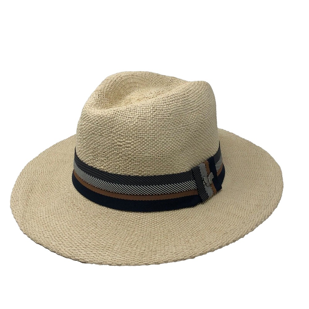 Kallina‎ Fedora Natural Tan Butterfly Embellishment Brown Black Strap One Size